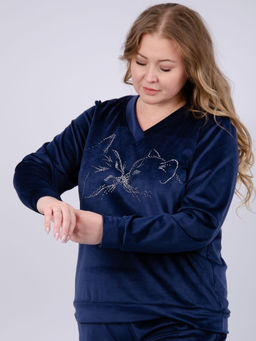 Костюм Велюр 5 тёмно-серый, велюр - Малина фото 49