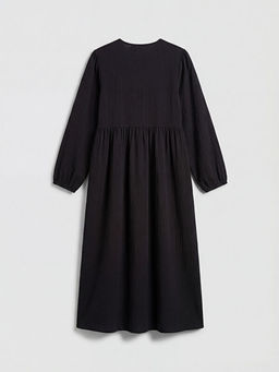 Bisiklet Yaka B?zg?l? M?slin Elbise