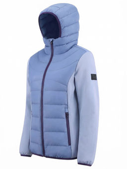 Куртка женская гибридная стёганая с капюшоном с графеновой подкладкой синего цвета 9630_1S