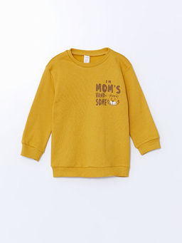 Bisiklet Yaka Bask?l? Kal?n Erkek ?ocuk Sweatshirt