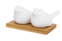 Набор д/специй 2 пр. 11*8*5,5 см 25 мл Птички на дерев. подставке