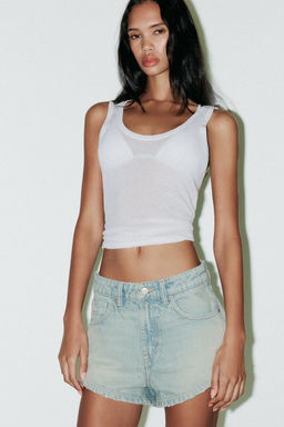 MID-WAIST TRF MINI DENIM SHORTS - Zara фото 17