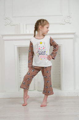 Пижама детская из кулирки Кисонька молоко - Амадэль фото 4