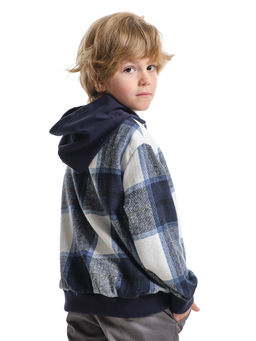 Толстовка для мальчика детская одежда UD 7989 син-белая клетка - Mini maxi фото 2