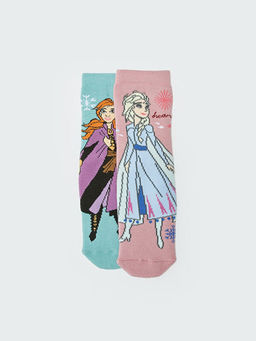 Frozen Desenli K?z ?ocuk Havlu Soket ?orap 2li