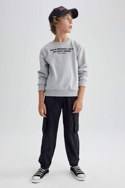 Плотный свитшот для мальчиков с круглым вырезом - Defacto фото 2