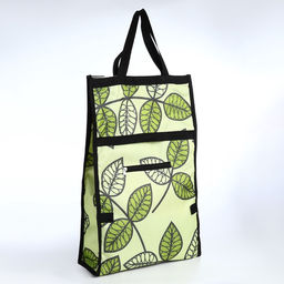 Сумка тележка хозяйственная «Листья», складная, 2 колеса, 32×13×52 см, зелёная