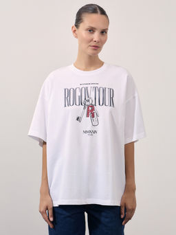 Оверсайз футболка с принтом из мерсеризованного хлопка / Zarina