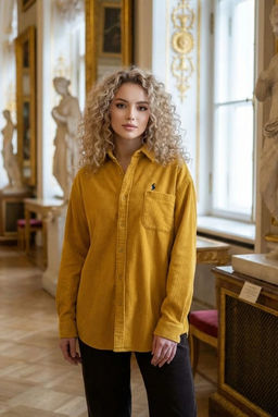 K13309 Вельветовая рубашка ГОРЧИЧНЫЙ