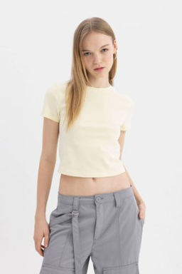 Coool Fitted Ribana Basic Duz K?sa Kollu Tisort