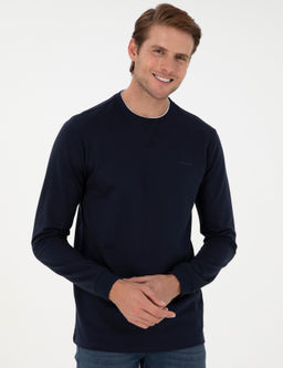 Lacivert Regular Fit Bisiklet Yaka Basic Sweatshirt - Pierre cardin фото 3