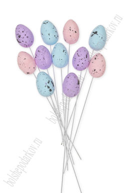 Пасхальный декор "Яйцо на палочке" 2,5*3,5 см (12 шт) SF-7202, ассорти №3