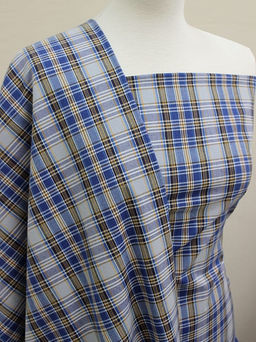 Пестрядь Сине-оранжевая клетка, ш.1.5м, хлопок-100%, 150гр/м.кв - Купава фото 3