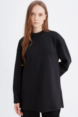 Relax Fit Skuba Dalg?c Kumas Uzun Kollu Tunik