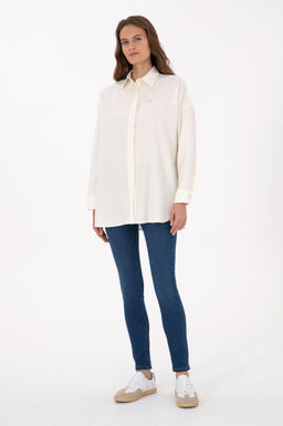 Kad_n Krem Uzun Kollu Oversize Desenli G_mlek - U.s. polo assn фото 4