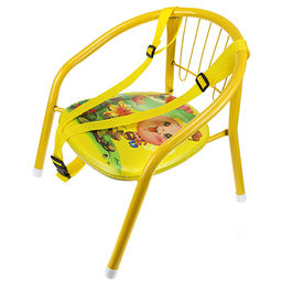 Кресло детское "Лапушка" 35х34см h35см, металлический каркас окрашенный-желтый, мягкое сиденье кожзам с пищалкой (сиденье 16,5х16,5см, h без спинки-17см; д/трубы-1,8см), страховочный ремешок (Китай)