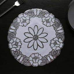 Набор салфеток ажурных Доляна Цветы, d=30 см, 4 шт, ПВХ, цвет серебряный  фото 4