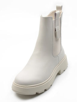 01-PCX55-2 WHITE Ботинки демисезонные женские (натуральная кожа, байка)