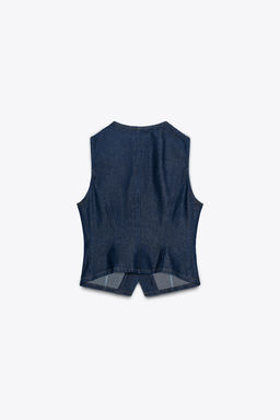 Z1975 DENIM WAISTCOAT WITH GOLD BUTTON - Zara фото 21