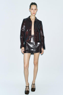 ZW COLLECTION 100% LEATHER SHORT SKIRT