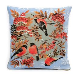 Ветка рябины - гобеленовая наволочка 32х32 см
