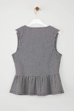 Trendyolmilla K?rm?z? Potikare Desenli Baglama Detayl? Kolsuz Esnek Orme Bluz TWOSS25BZ00410  фото 6