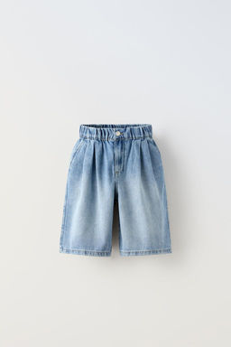 FLOWING DENIM BERMUDA SHORTS WITH ELASTICATED WAIST