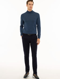 Lacivert Slim Fit Kanvas Pantolon