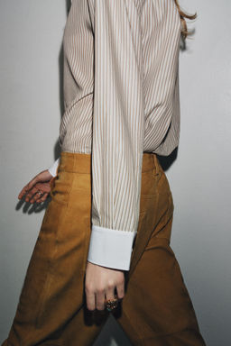 ZW COLLECTION CONTRAST STRIPED SHIRT - Zara фото 5