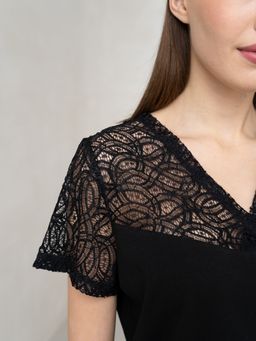 Футболка с кружевом.арт.406-2,черная - Binita фото 16