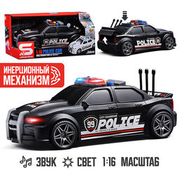 Машина "Гоночная полиция" 1:16 (свет, звук) в коробке (черный)