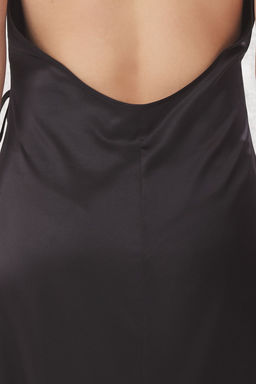 TRENDYOLMILLA Siyah A-Kesim Saten Dokuma Uzun S?k Abiye & Mezuniyet Elbise TPRSS25AE00108  фото 7