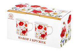 Набор 2 кружек 400 мл 12,5*9*10 см Маки NEW BONE CHINA - Elan gallery фото 7