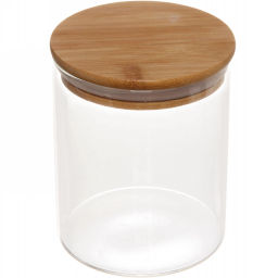Цена за 2 шт. Банка для продуктов стеклянная 700мл "Хай-Тек" с бамбуковой крышкой 10*12см
