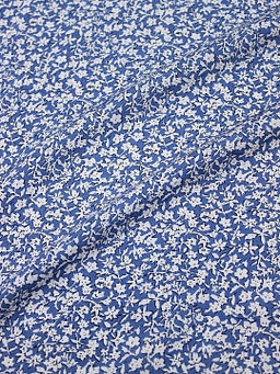 Штапель Цветочный шарм цв.джинс, ш.1.45м, вискоза-100%, 100гр/м.кв
