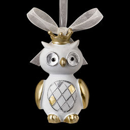 Цена за 12 шт. Украшение ErichKrause Decor Королевская сова золотая 7см