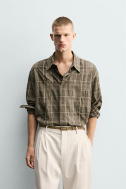CAMISA FLUIDA CUADROS / Khaki - Zara фото 2