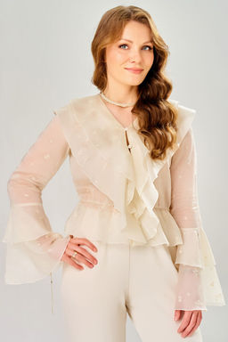 Блуза FITA 20812 экрю  фото 4