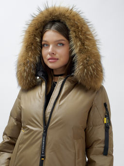 Куртка зимняя HaiLuoZi 871K женская коричневая с мехом енота утеплитель 260 г/м² - Mtforce фото 10