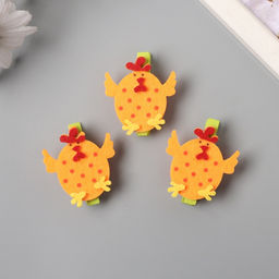 Декор для творчества дерево, фетр «Прищепка. Петушок-яйцо», набор 3 шт. 1.8×4×4.8 см