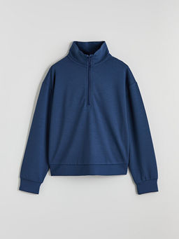 Dik Yaka K?z ?ocuk Soft Touch Sweatshirt
