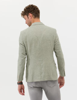 A__k Ye_il Ekstra Slim Fit Keten Kar___ml_ Blazer Ceket