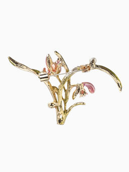 Брошь «Цветы» ирисы, жемчуг, цвет красно-розовый