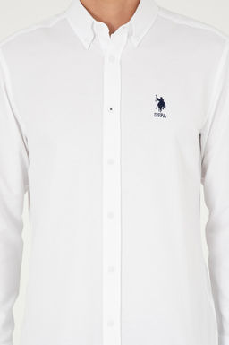 Мужская белая базовая рубашка с длинным рукавом - U.s. polo assn фото 6