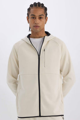 DeFactoFit Slim Fit Dar Kesim Kapusonlu Skuba Dalg?c Kumas Fermuarl? Sporcu Sweatshirt  фото 2