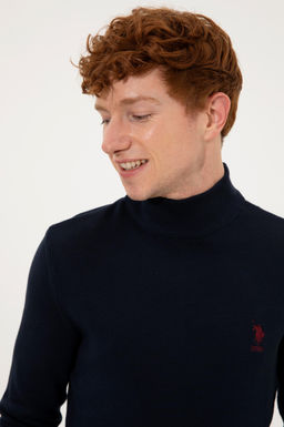 Свитер мужской U. S. Polo Assn Basic с высоким воротником темно-синий из хлопка - U.s. polo assn фото 14