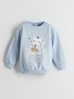 Bisiklet Yaka K?z ?ocuk Kal?n Sweatshirt 2li