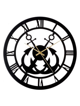 Часы настенные интерьерные «Якорь», бесшумные, плавный ход, d=40 см, металл, чёрные