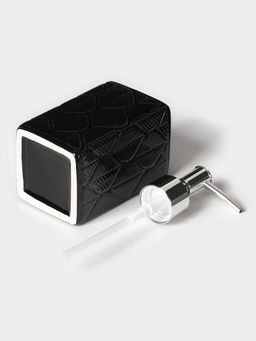 Набор для ванной «Лепесток», 3 предмета, дозатор для мыла, стакан, мыльница, чёрный