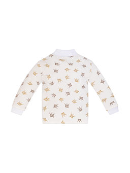 Кофточка ясельная молочная с принтом короны